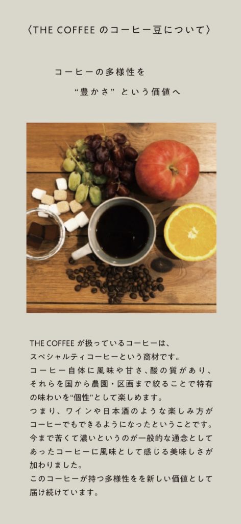 THE COFFEEのコーヒー豆について